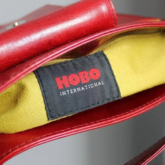 HOBO International Red Leather Shoulder Tote Bag Purse with Structured Design - Picture 3 of 6